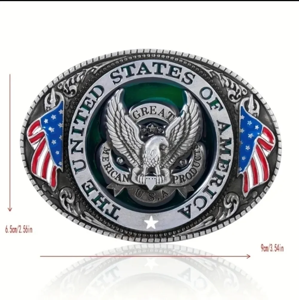 New men's patriotic American Flag belt buckle